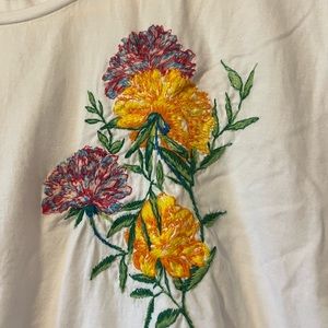 ZARA embroidered flower top